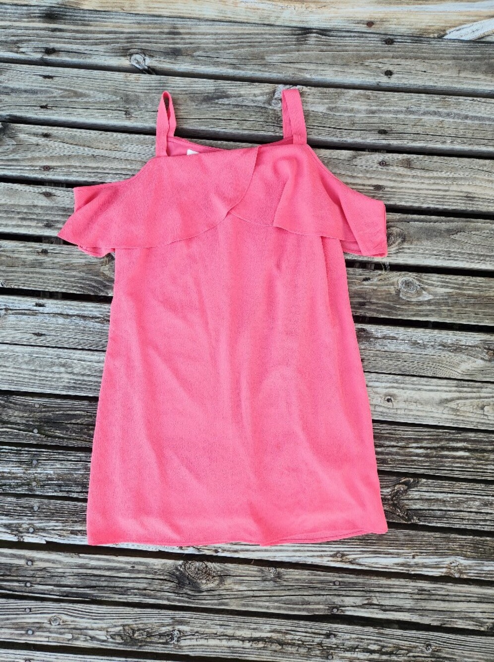 NWT Maurices Xs Coral Pink Off Yhe Shoulder Dress Ruffle Summer Spring